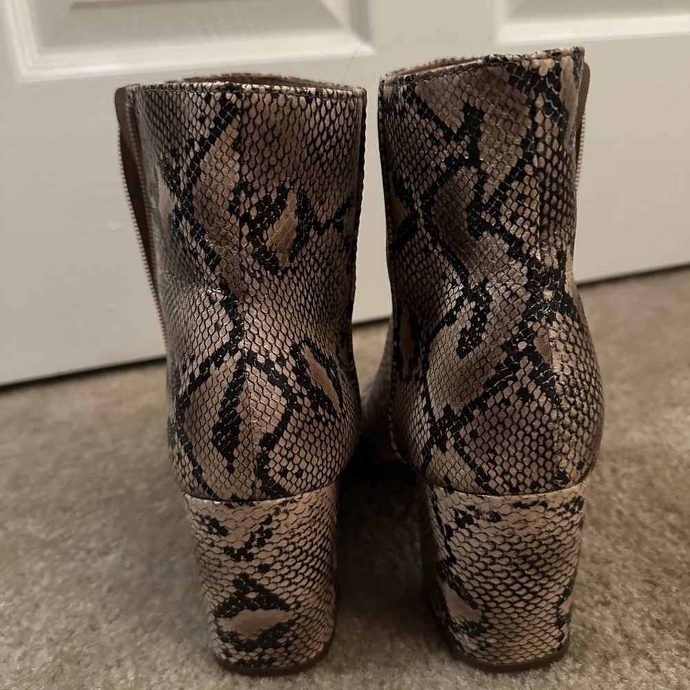 Brown Snake Skin Mini Heeled Booties 7.5  - Bundle and Save! - Picture 7 of 8